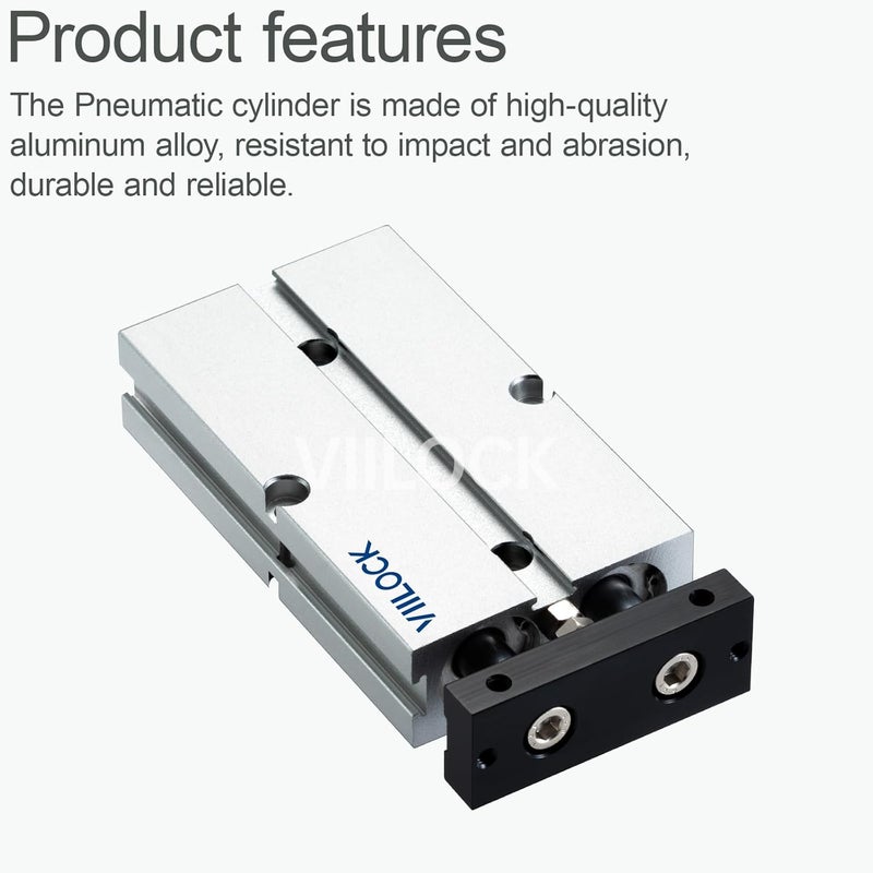 VIILOCK Pneumatic Air Cylinder 20mm Bore 50mm Stroke, Small Air Cylinder Double Rod Double Action TN20x50 - Image 2